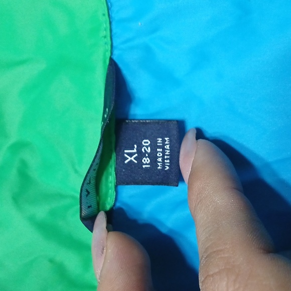 Lands' End Kids Blue and Green Raincoat - Picture 2 of 5